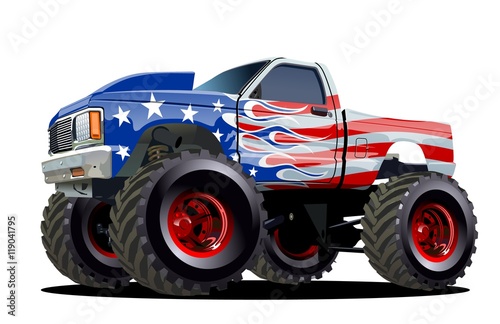 Cartoon Monster Truck. Available EPS-10 separated by groups and layers with transparency effects for one-click repaint