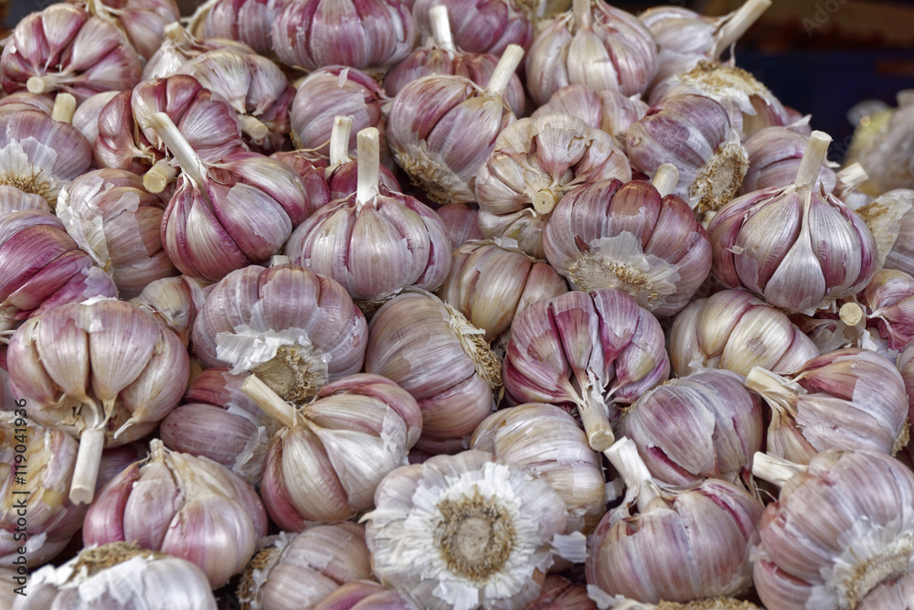 a heap of fresh garlic