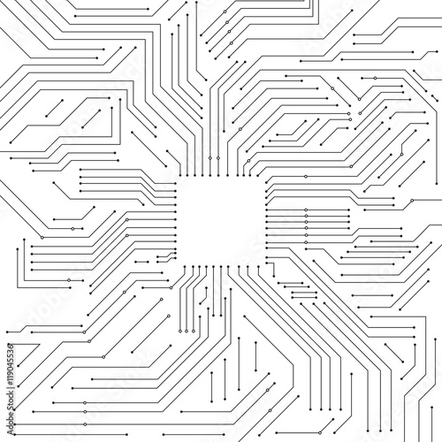 Vector : Electronic circuit and empty square space on white back