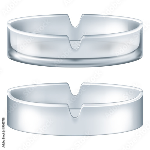 Glass and ceramic ashtrays. Vector illustration.