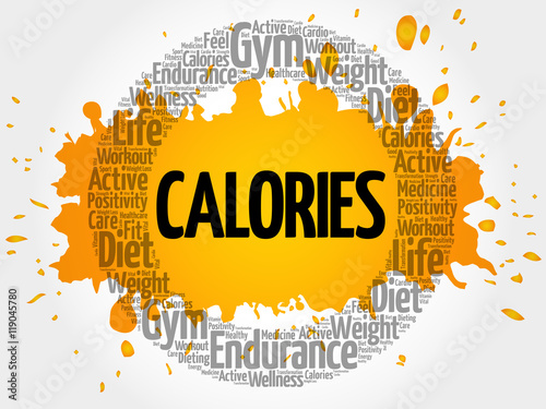 CALORIES word cloud collage, health concept background