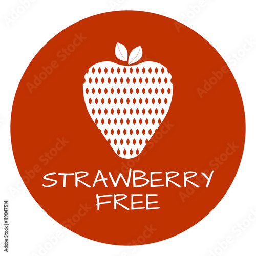 Strawberry Free Label. Food intolerance symbols. Vector illustration.