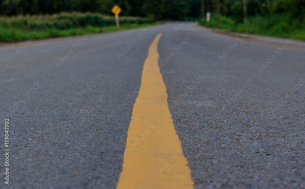 yellow lines on the road