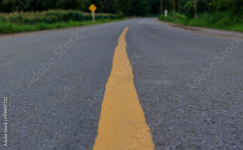 yellow lines on the road