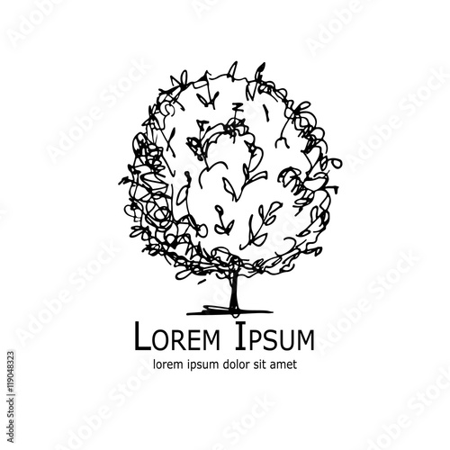 Art tree, hand drawn sketch for your design