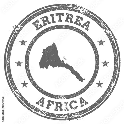 Eritrea grunge rubber stamp map and text. Round textured country stamp with map outline. Vector illustration. photo