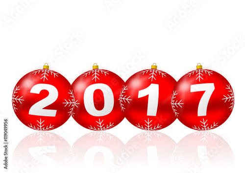 Happy new year 2017 vector illustration with christmas balls