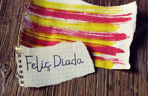 text Felic Diada, Happy National Day of Catalonia in Catalan photo