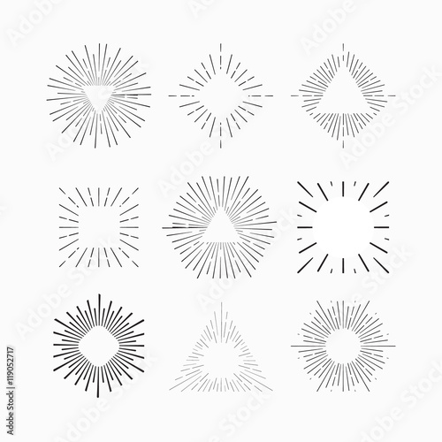 Tribal boho style frame with place for your text with arrows. Starburst hipster logo, line art vector illustration.