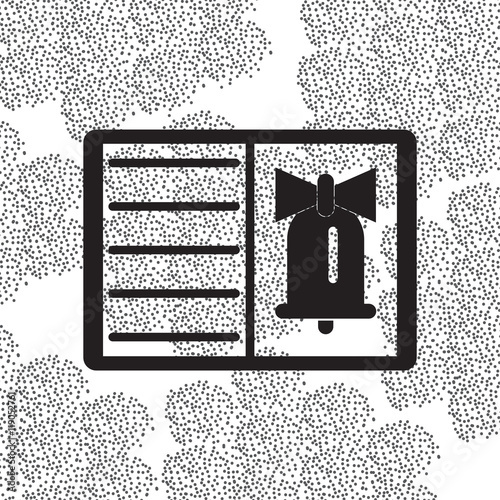 Back to School and Education vector flat icon in black and white style bell and book