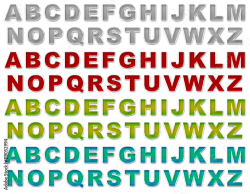 English color alphabet font set JPG
