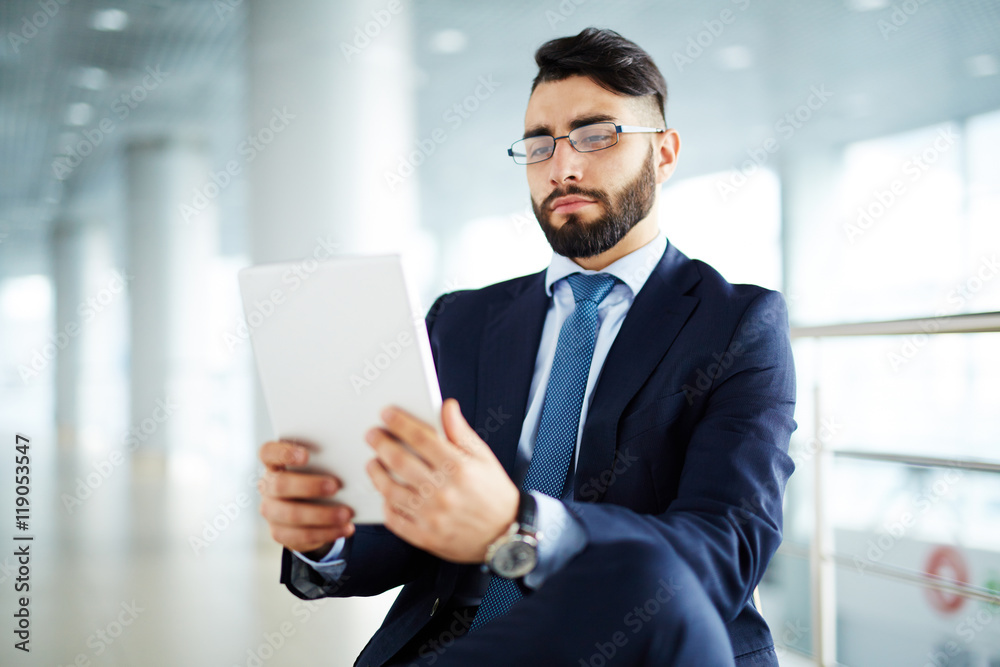 Businessman with touchpad