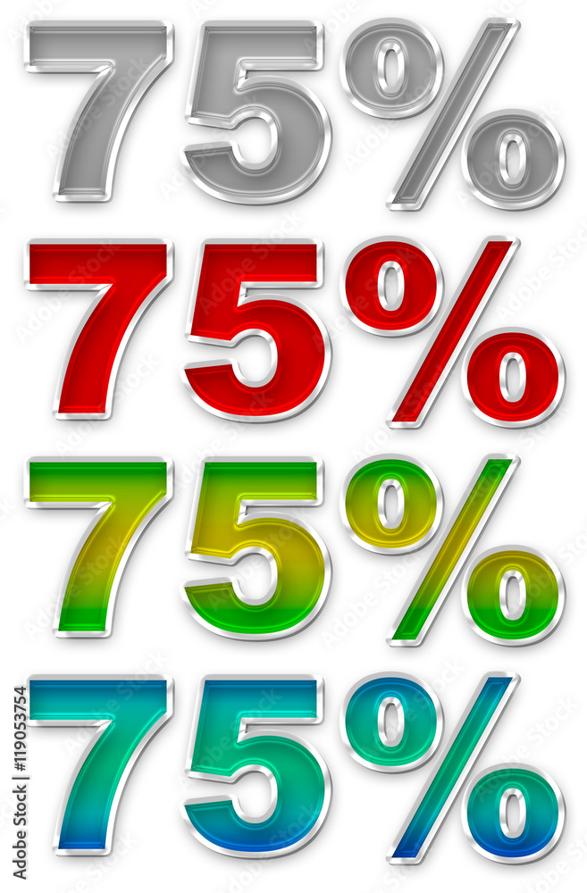 Percent 75 colorful icons symbols set JPEG Percent 75 colorful icons symbols set JPEG
