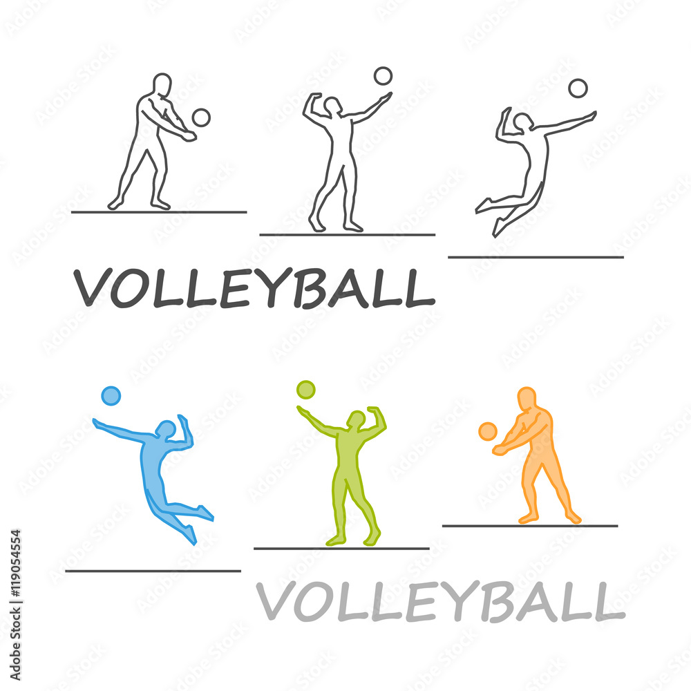  Vector silhouette of volleyball players