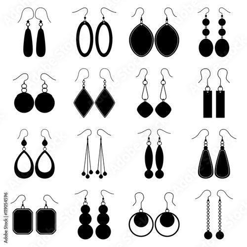 Canvas-taulu Set of earrings, vector illustration
