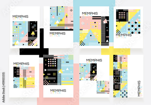 Modern brochure set in colorful memphis style