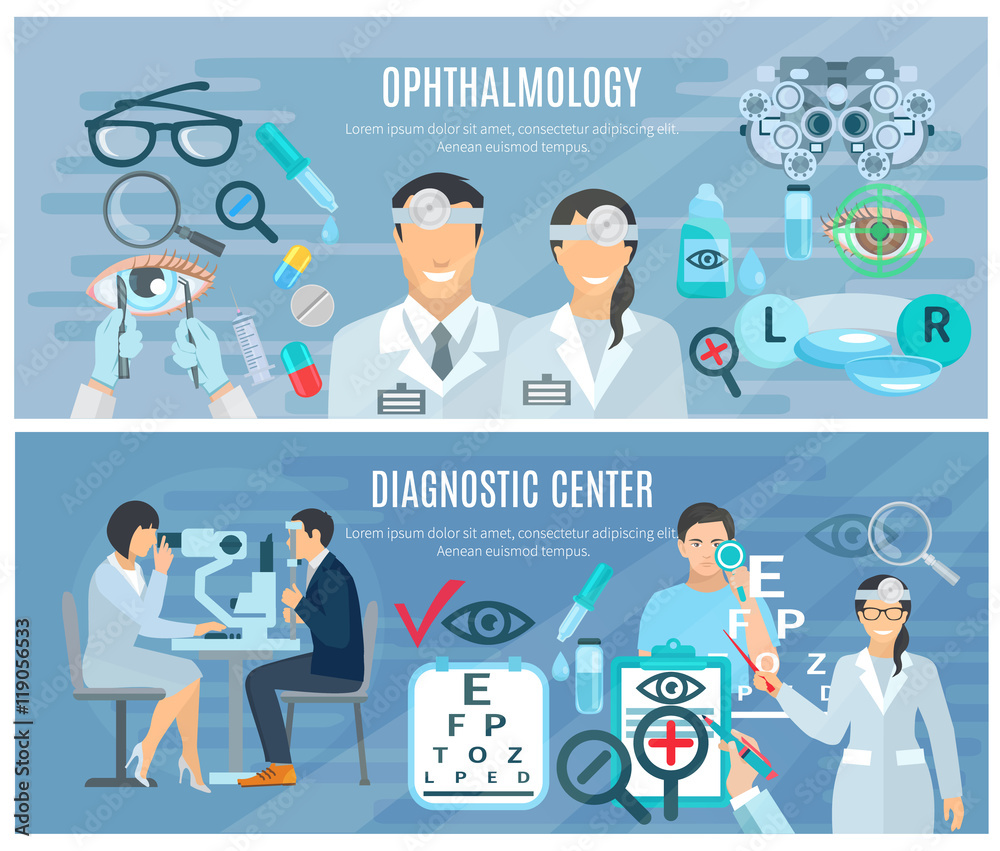 Ophthalmic Diagnostic Center Flat Banners Set Ophthalmic Diagnostic Center Flat Banners Set