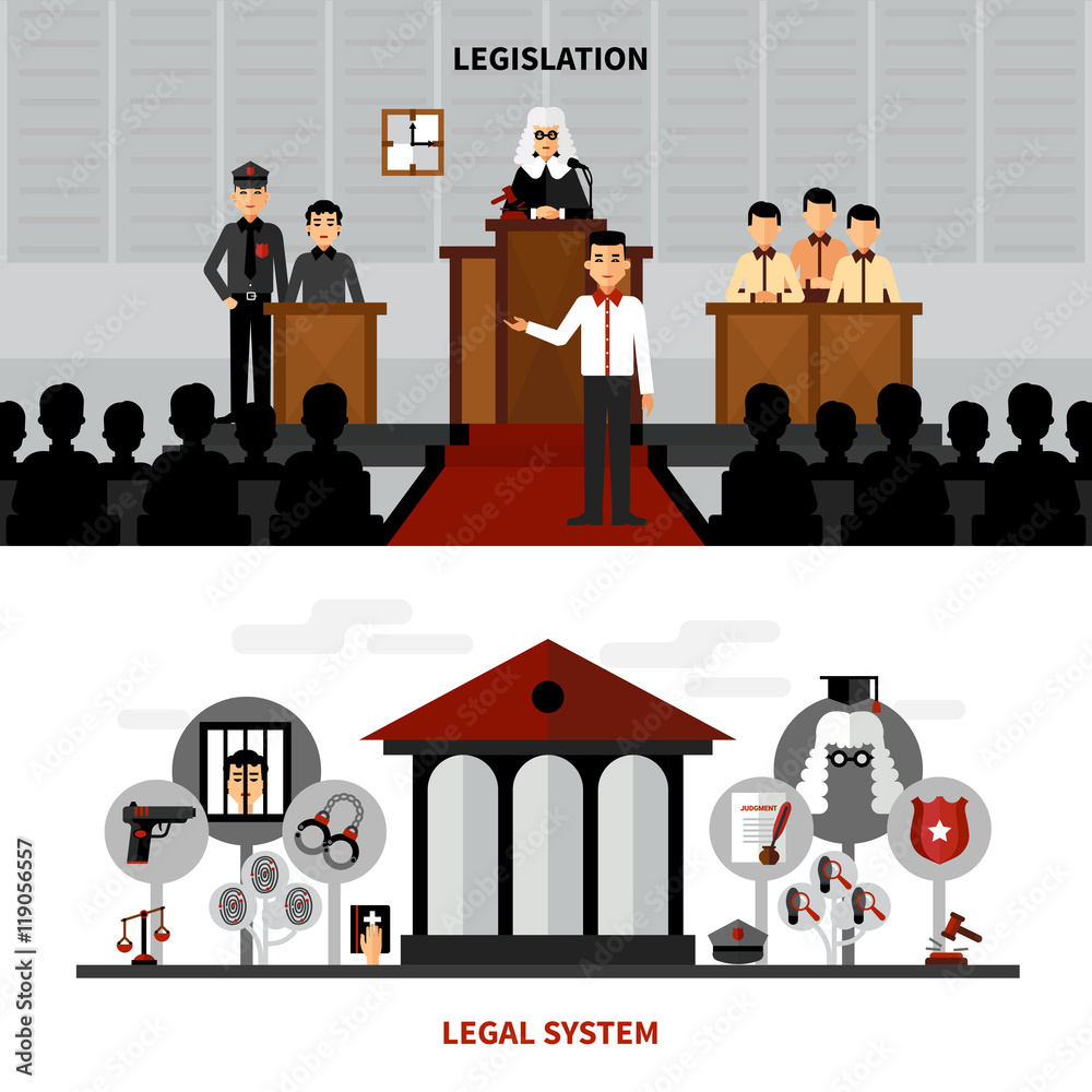 Obraz premium Legislation Law 2 Flat Banners Composition