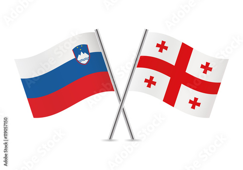 Slovenian and Georgian flags. Vector illustration.