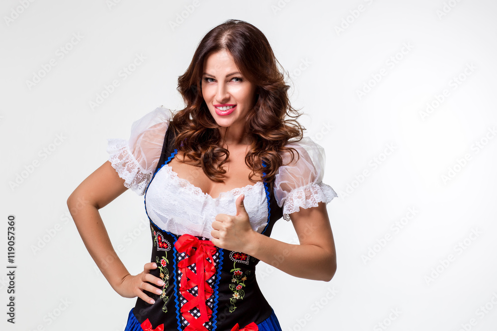 © nazarovsergey - Beautiful young brunette girl of oktoberfest beer stein © nazarovsergey - Beautiful young brunette girl of oktoberfest beer stein