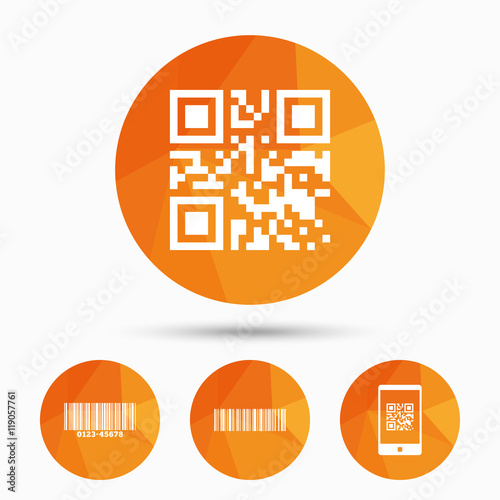 Bar and Qr code icons. Scan barcode symbol.
