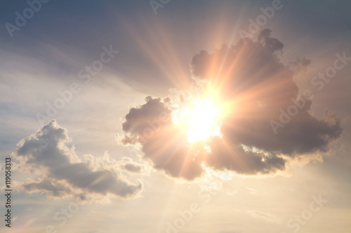 Sunset / sunrise with clouds, light rays and other atmospheric e