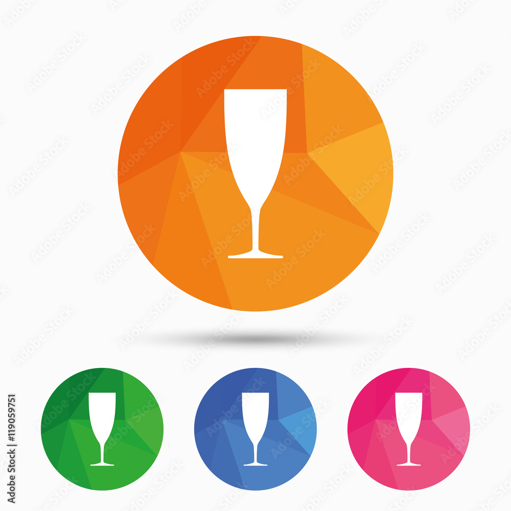 Glass of champagne sign icon. Alcohol drink. Glass of champagne sign icon. Alcohol drink.
