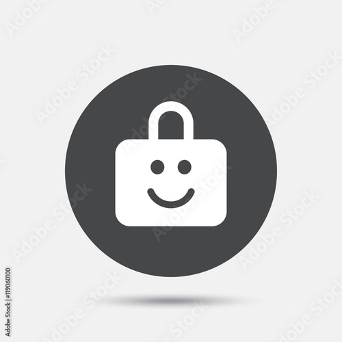 Child lock icon. Locker with smile symbol.