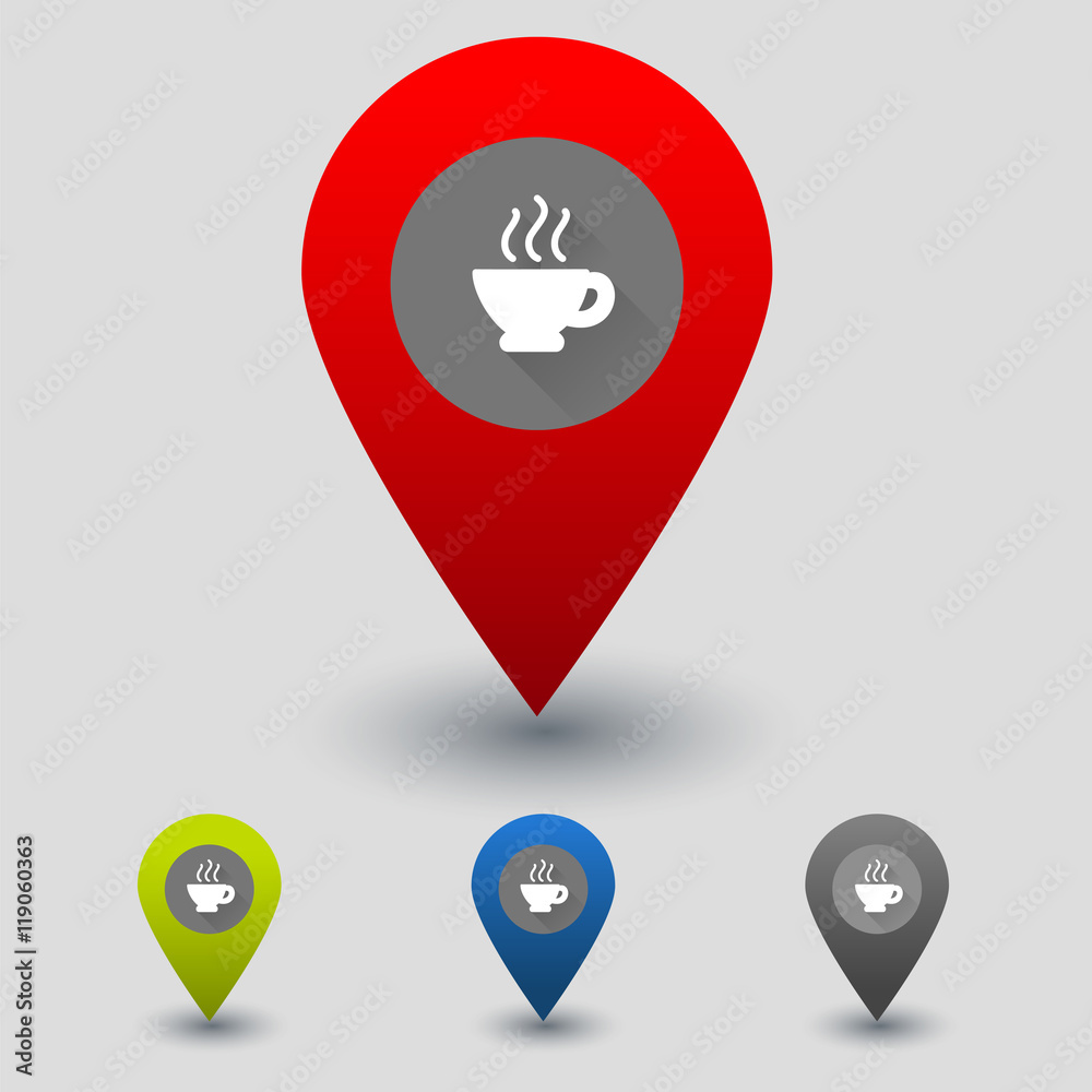 Colorful navigation signs with flat cup and smoke vector Colorful navigation signs with flat cup and smoke vector