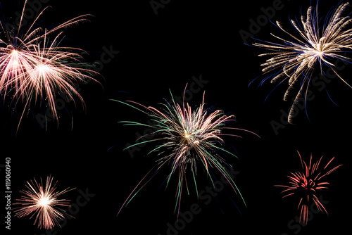 Five fireworks eplosions. photo