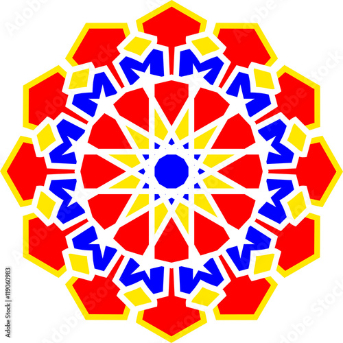 Colorfully Arabian rosette blue red yellow