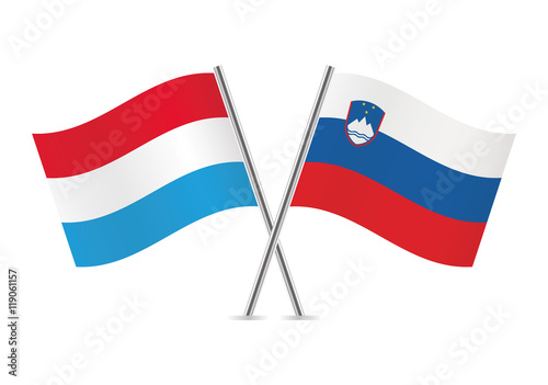 Luxembourg and Slovenian flags. Vector illustration.