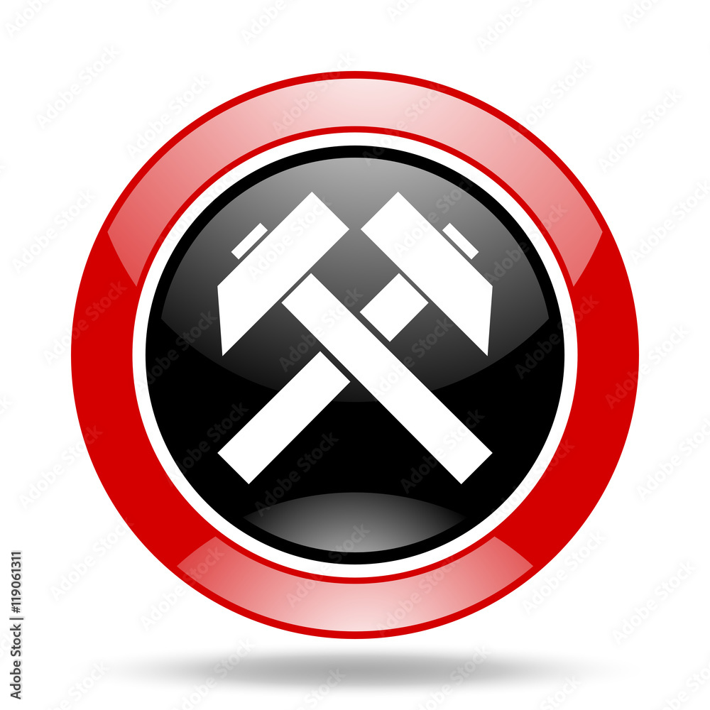 mining red and black web glossy round icon mining red and black web glossy round icon