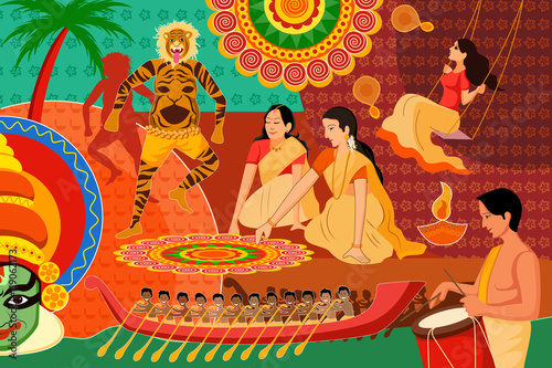 Happy Onam festival celebration background