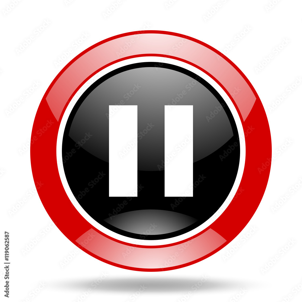 pause red and black web glossy round icon pause red and black web glossy round icon