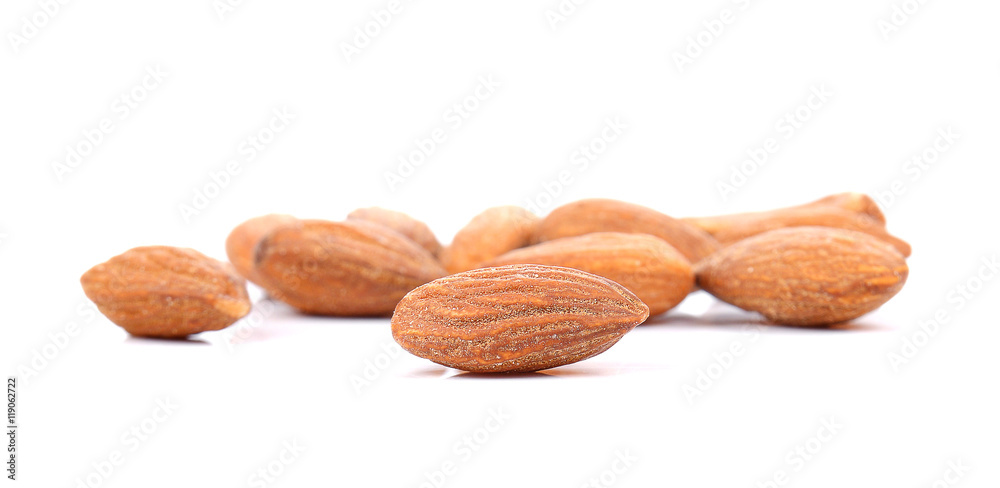 Almonds Salted on white background. Almonds Salted on white background.
