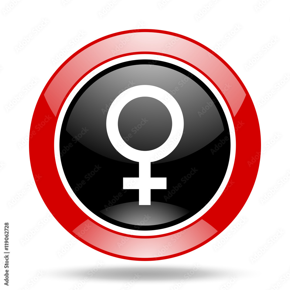 female red and black web glossy round icon female red and black web glossy round icon