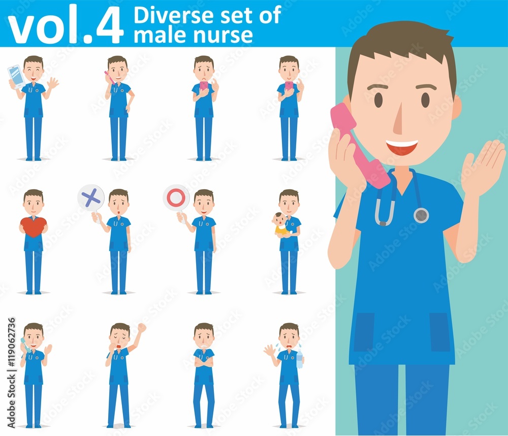 Diverse set of male nurse on white background , EPS10 vector format vol.4 Diverse set of male nurse on white background , EPS10 vector format vol.4