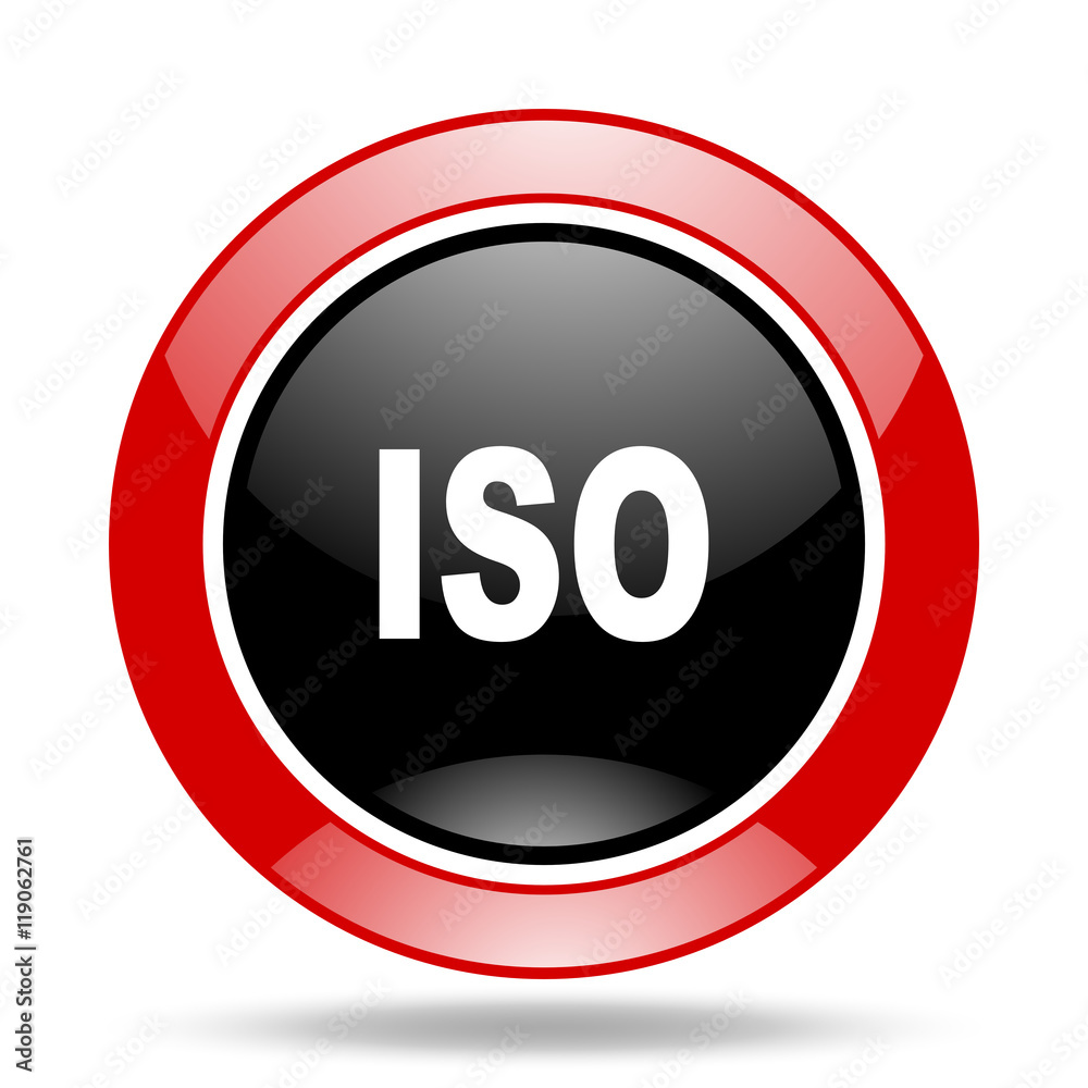 iso red and black web glossy round icon iso red and black web glossy round icon