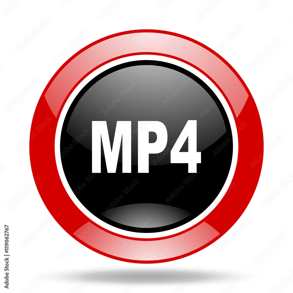 mp4 red and black web glossy round icon mp4 red and black web glossy round icon