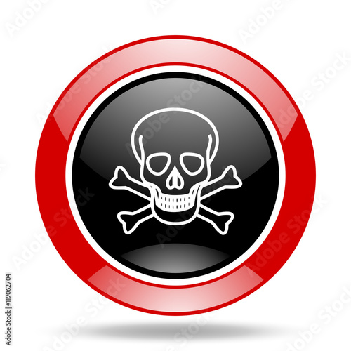 skull red and black web glossy round icon