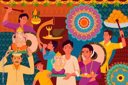 Happy Ganes Chaturthi festival celebration background