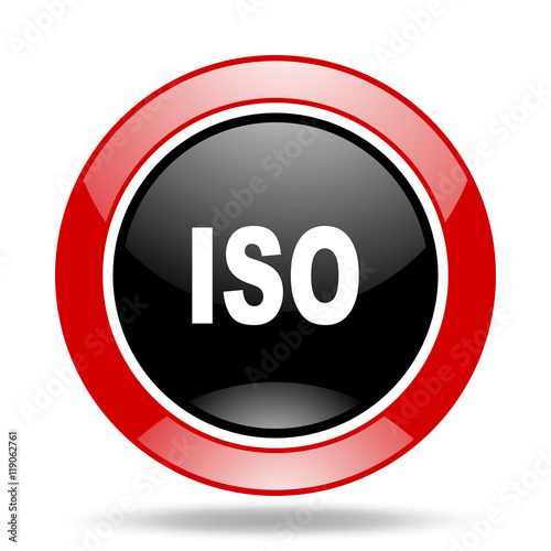 iso red and black web glossy round icon