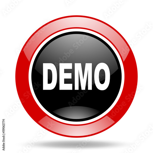 demo red and black web glossy round icon