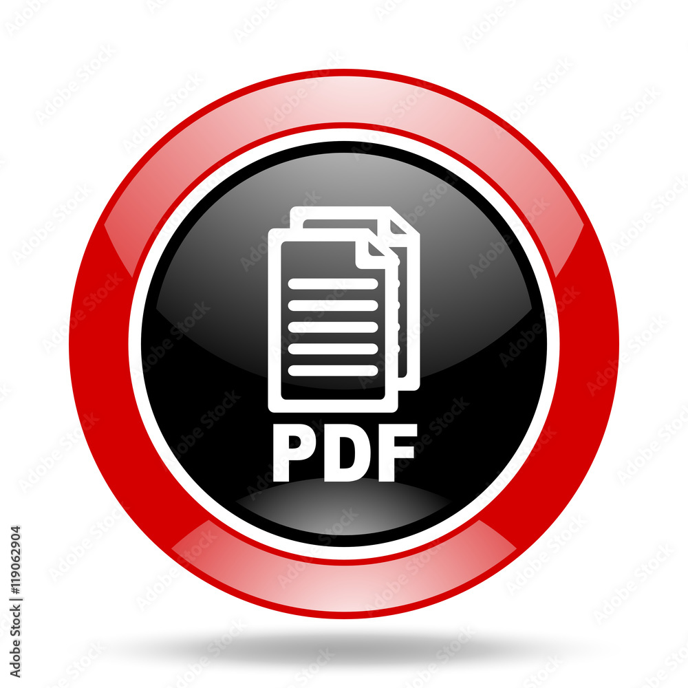 pdf red and black web glossy round icon, pdf red and black web glossy round icon,
