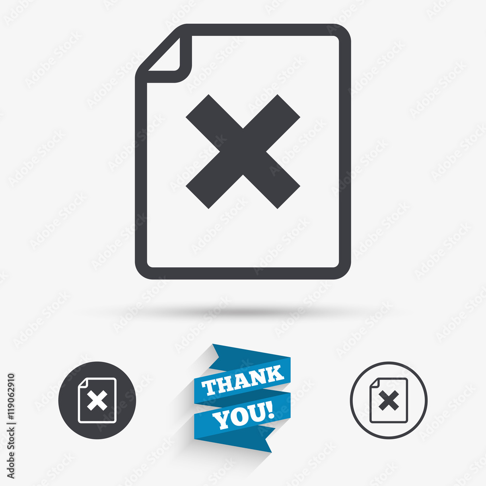 File document stop icon. Delete doc button. File document stop icon. Delete doc button.