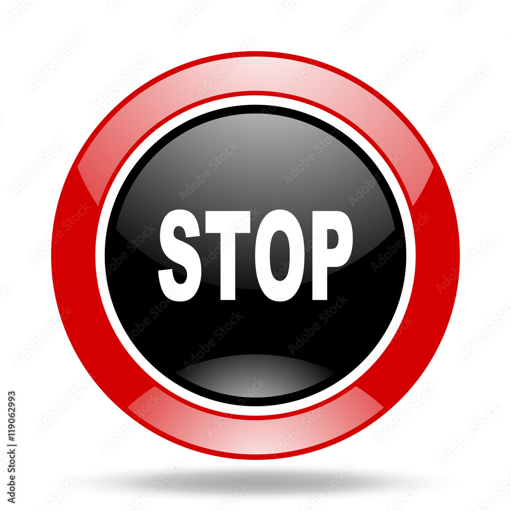 stop red and black web glossy round icon stop red and black web glossy round icon