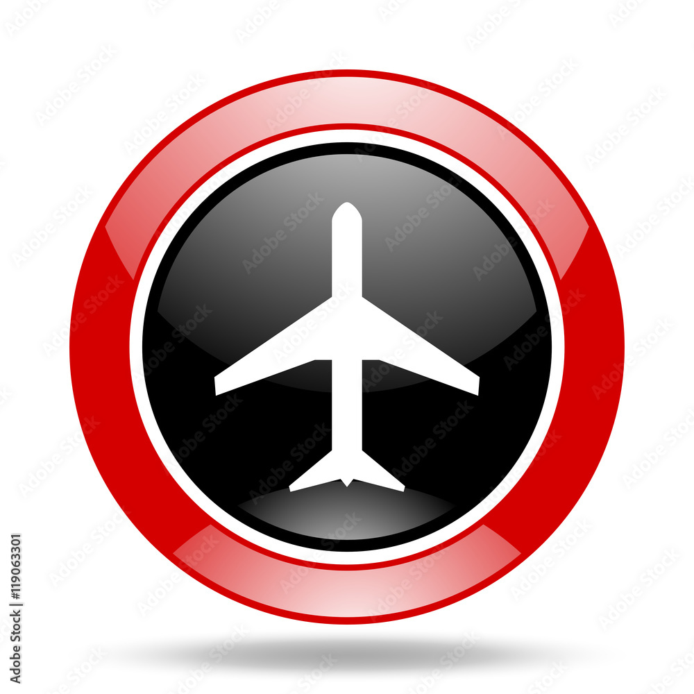 plane red and black web glossy round icon plane red and black web glossy round icon