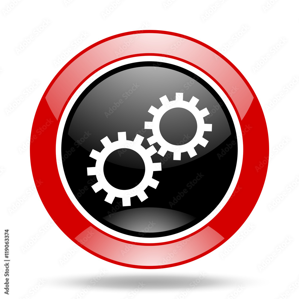 gear red and black web glossy round icon gear red and black web glossy round icon