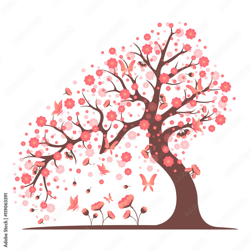 Decorative beautiful cherry blossom tree